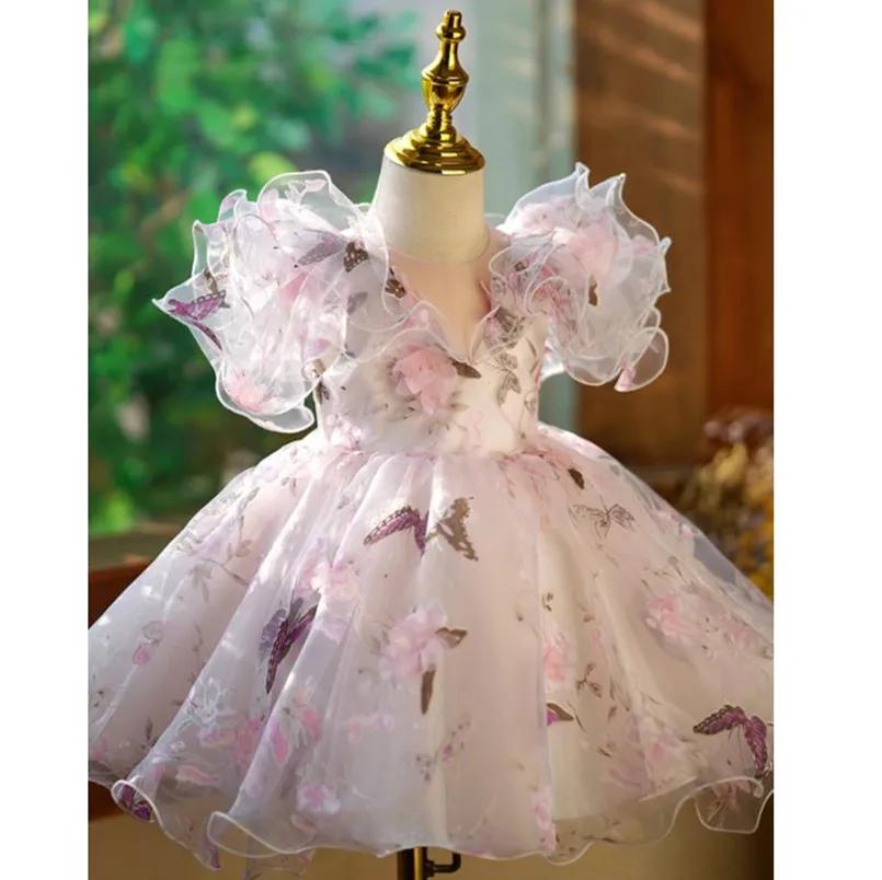 Robe de soirée princesse pour enfants, à la mode, imprimé, à volants, Design, mariage, anniversaire,