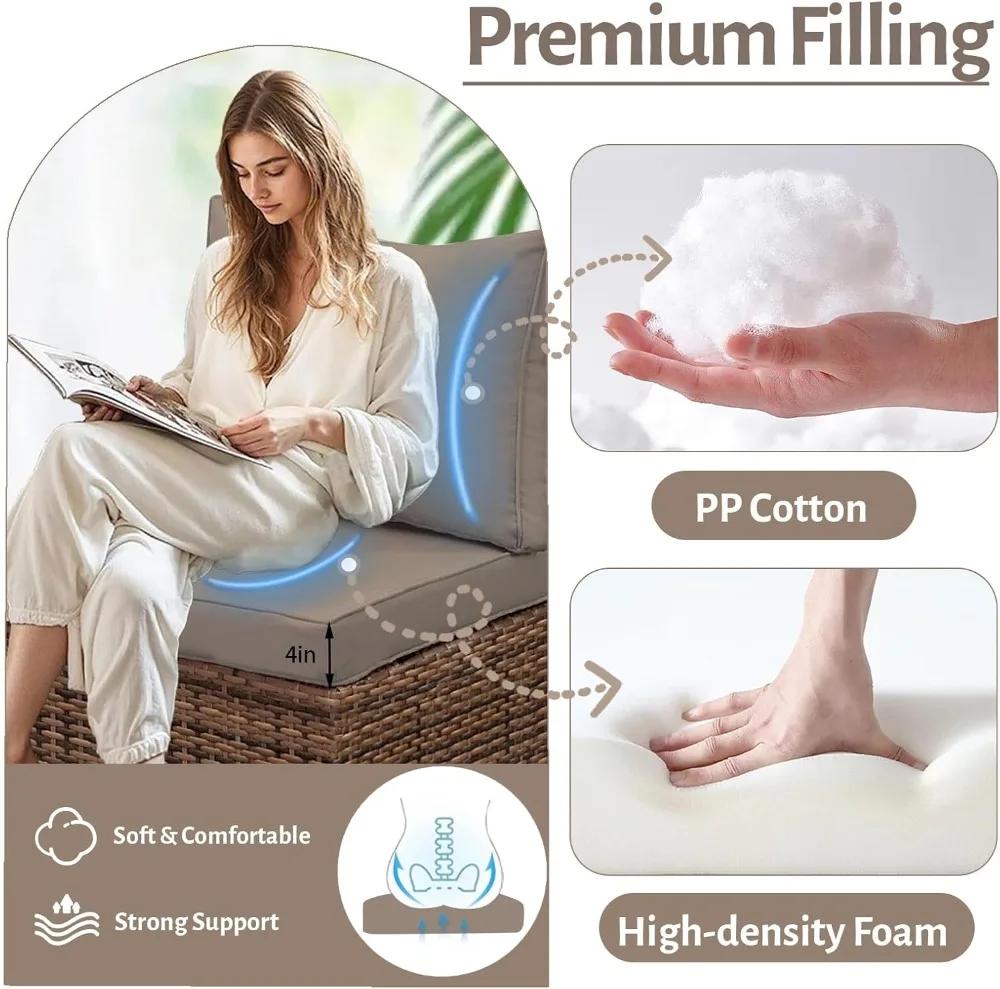 Coussins de remplacement pour canapé d'extérieur, coussin sectionnel pour meubles de Patio résistant