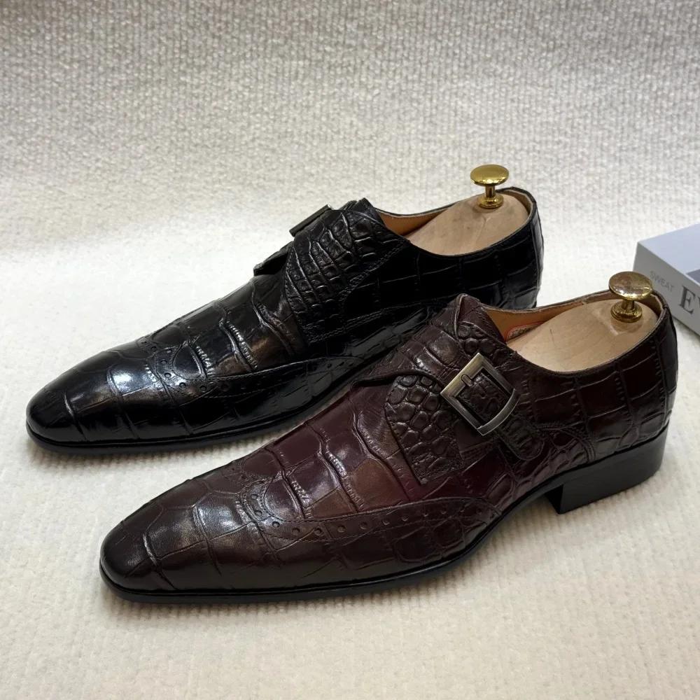 FELIX CHU mocassins formels à enfiler en cuir véritable pour hommes, chaussures de robe de mariée ri