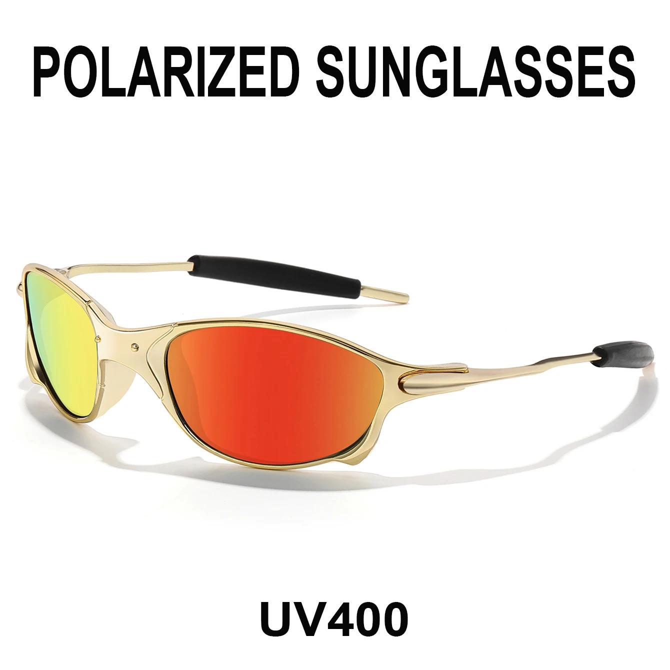 Lunettes de soleil polarisées pour hommes et femmes, monture métallique, Protection UV, pour Sports 
