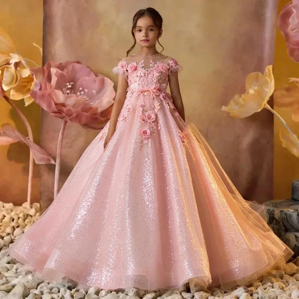 Robe de princesse royale en dentelle 2026 pour demoiselle d'honneur, avec longue traîne, pour specta