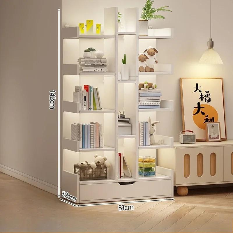 Bibliothèque de salon en bois massif, armoire de bureau Simple et moderne, étagère à livres multi-ni