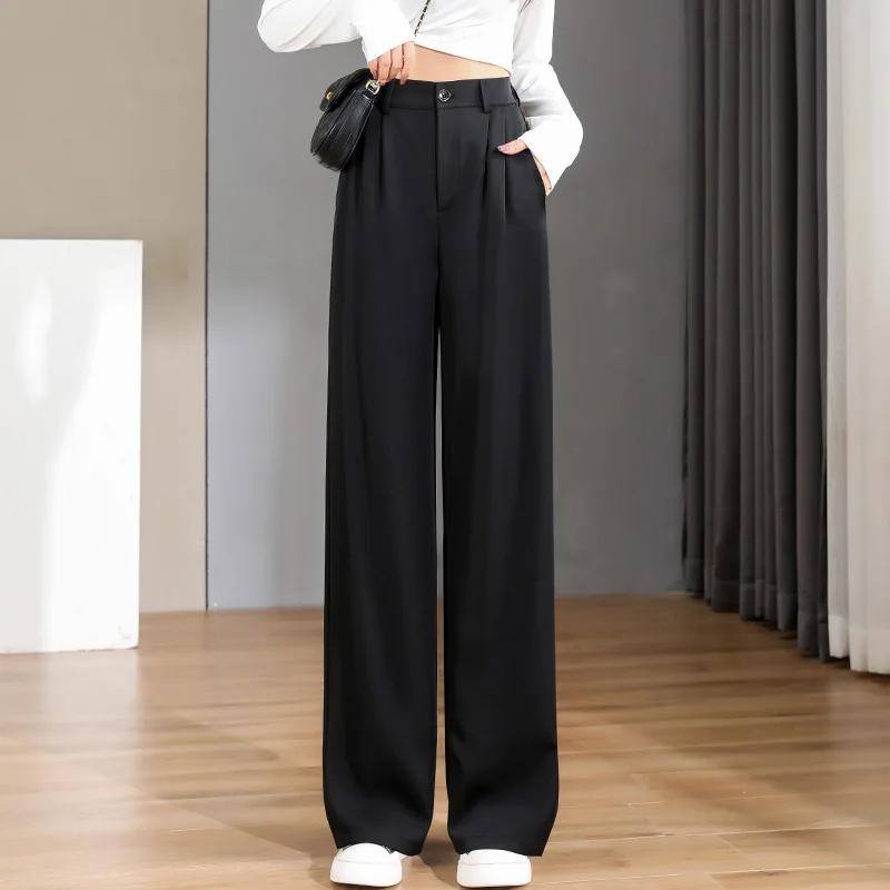 Femmes ample printemps été 2025 nouveau taille haute jambes larges mince pantalon décontracté mode c