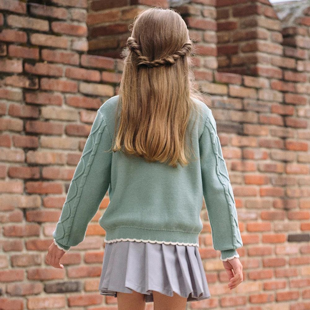 Dave Bella automne printemps Cardigan pull pour filles tricoté pull enfants bouton manteau d'extérie