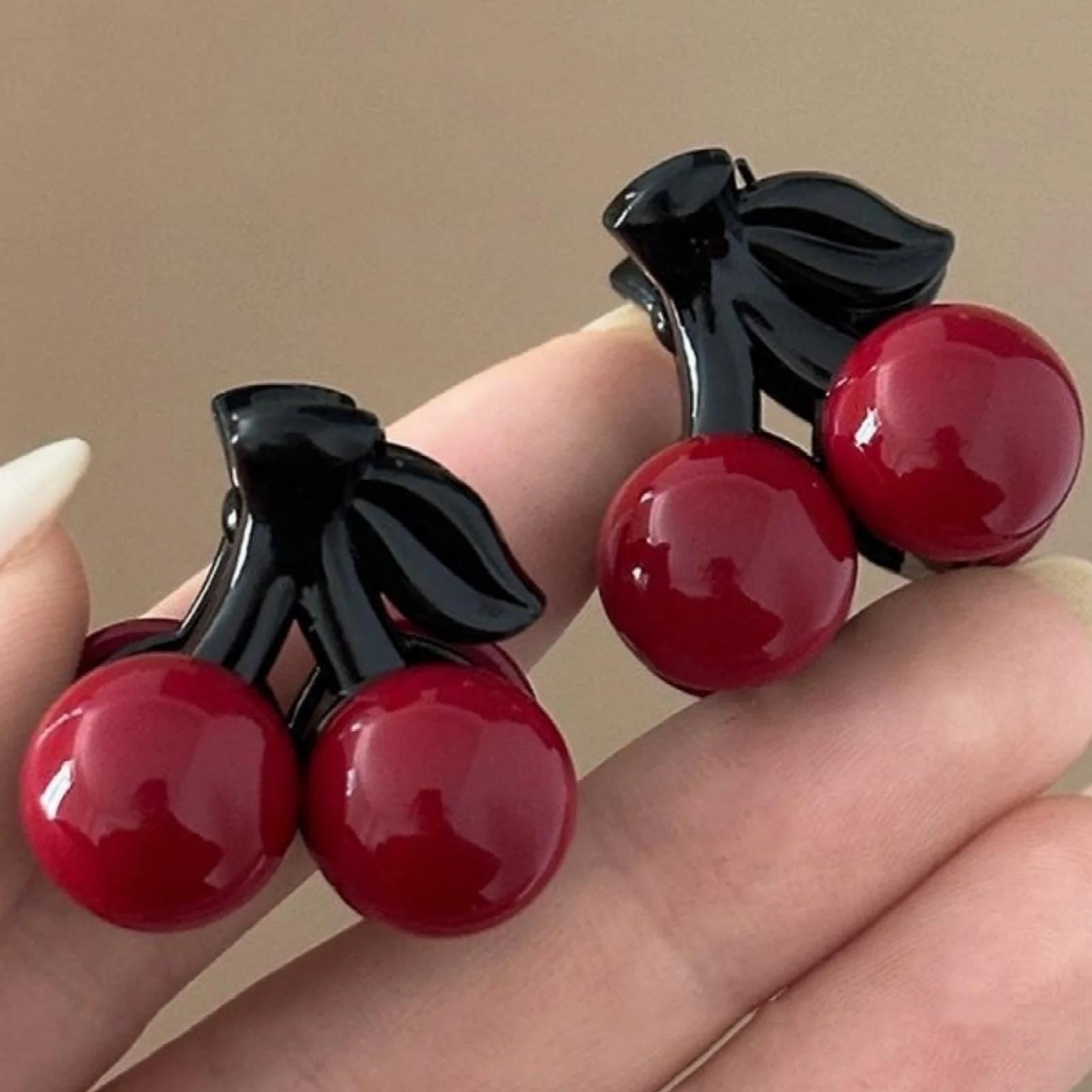 4-8 pièces de cerise de perles rouges, petites pinces à cheveux, douces, filles, cheveux cassés, Min
