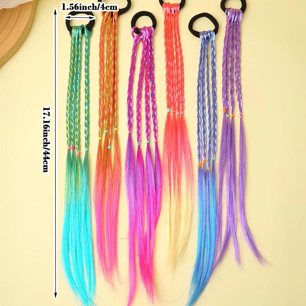 6 pièces d'attaches de cheveux tressées multicolores de Style bohème, adaptées aux filles