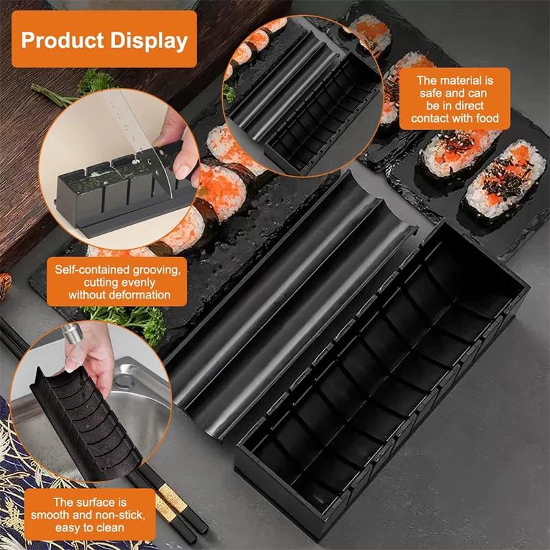 LMETJMA 10 pièces Kit de fabrication de Sushi bricolage moule à Sushi presse avec Sushi rouleau de r