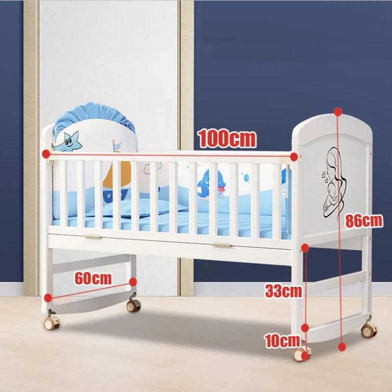 Ensemble complet de berceau de bébé en bois blanc : comprend moustiquaire, literie et matelas en lat