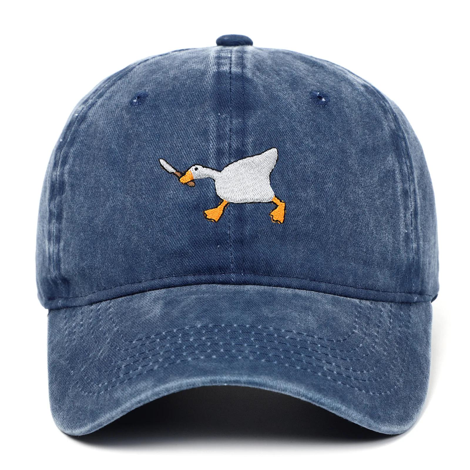 Casquette de baseball brodée avec motif d'oie pour hommes et femmes, casquette en bec de canard de s