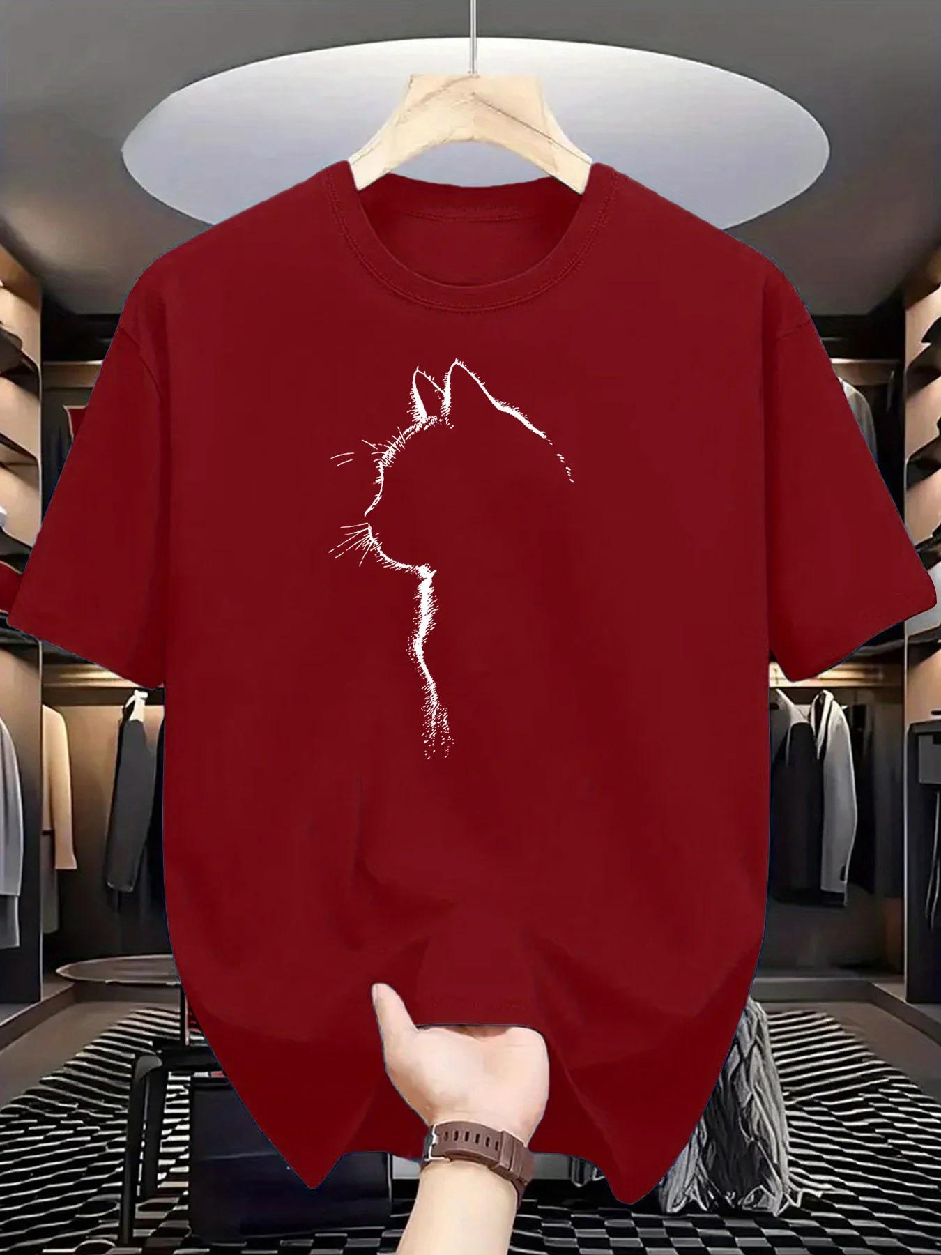 T-shirt à manches courtes et col rond pour hommes, 100% pur coton, sport décontracté, ample, motif d