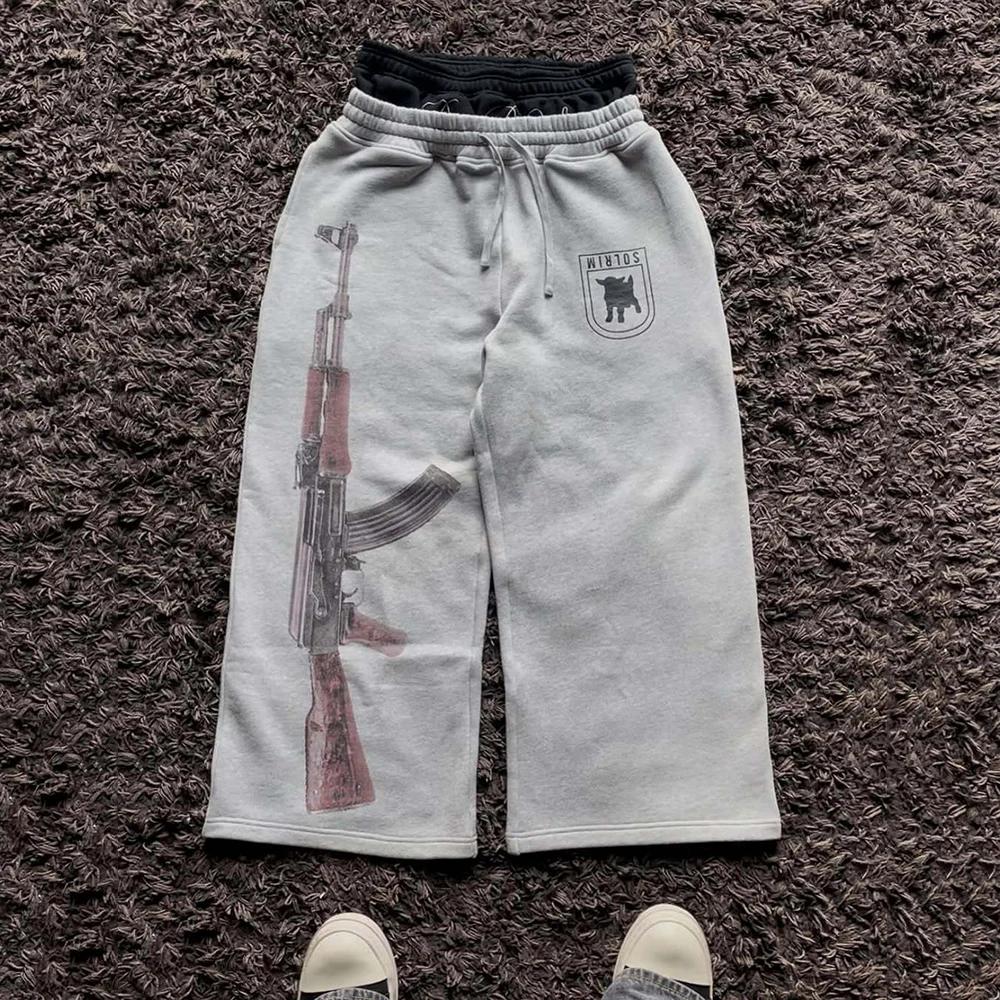 Y2K – pantalon de garde de rue brodé, taille haute, décontracté, jambe droite, Double taille, Design