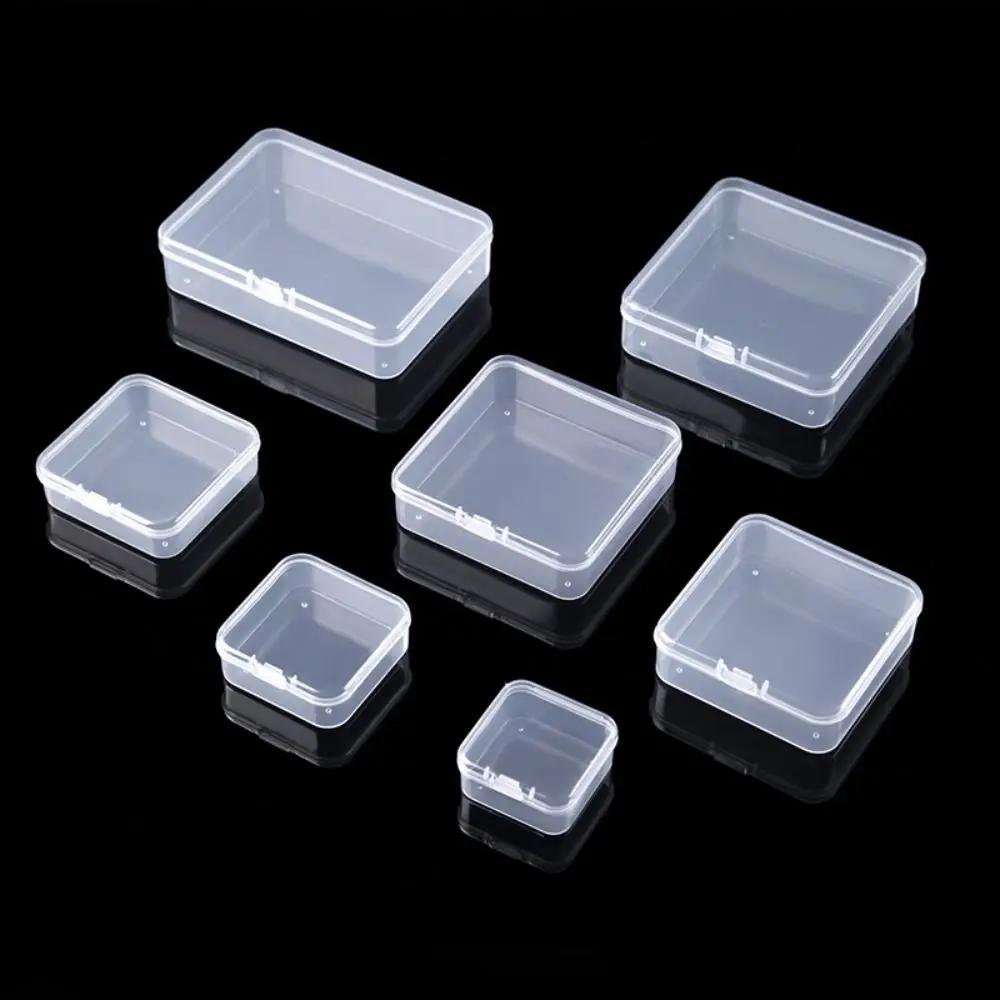 Boîte de rangement carrée en plastique, contenant transparent pour bijoux, perles, petits articles, 