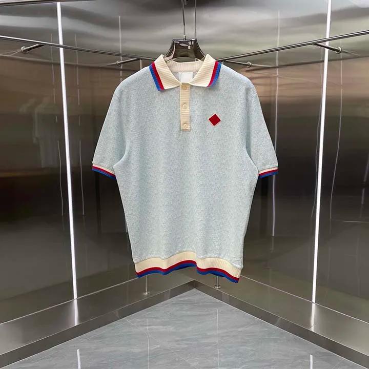 T-shirts amples en tricot pour hommes et femmes, col rabattu, broderie Casinoblank Paris, collection