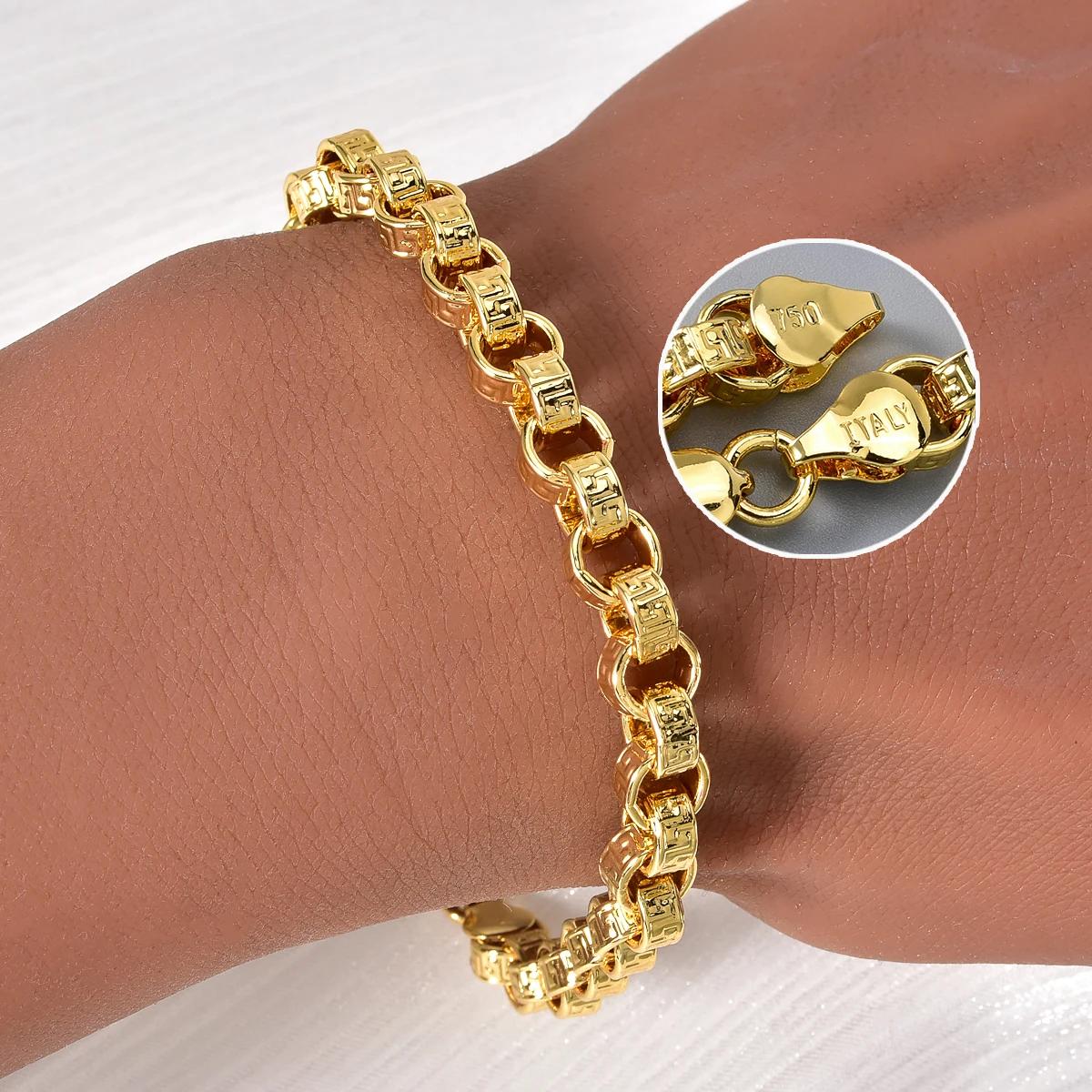 Bracelet plaqué or 18 carats Italie 750 Bracelet en forme tressée en cuivre Hip-Hop Quotidien Hommes