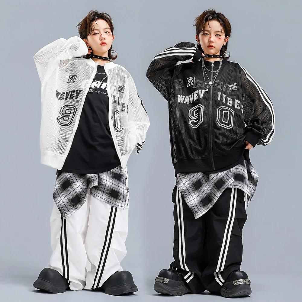 Enfants garçons filles Streetwear Hiphop maille Baseball veste pantalon ensembles enfants manteau pa