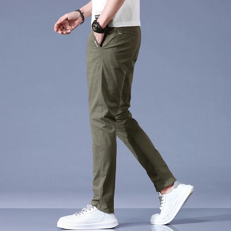 2025 nouveau haute qualité hommes mince pantalons décontractés taille moyenne Stretch travail pantal