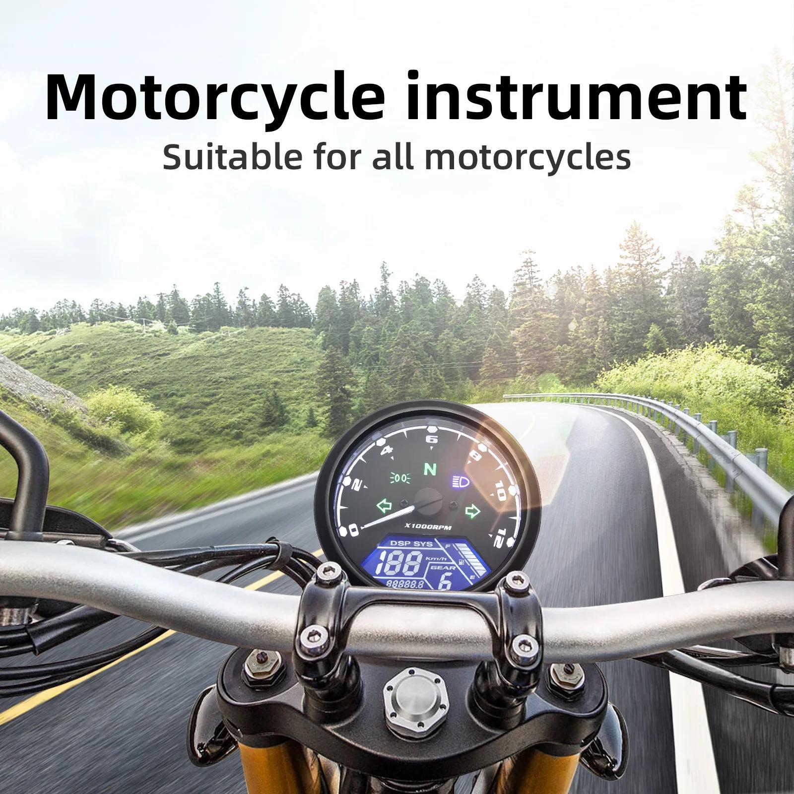 AD nouveau moto universelle 12000RMP LCD compteur de vitesse odomètre tachymètre 1-4 cylindres moto 