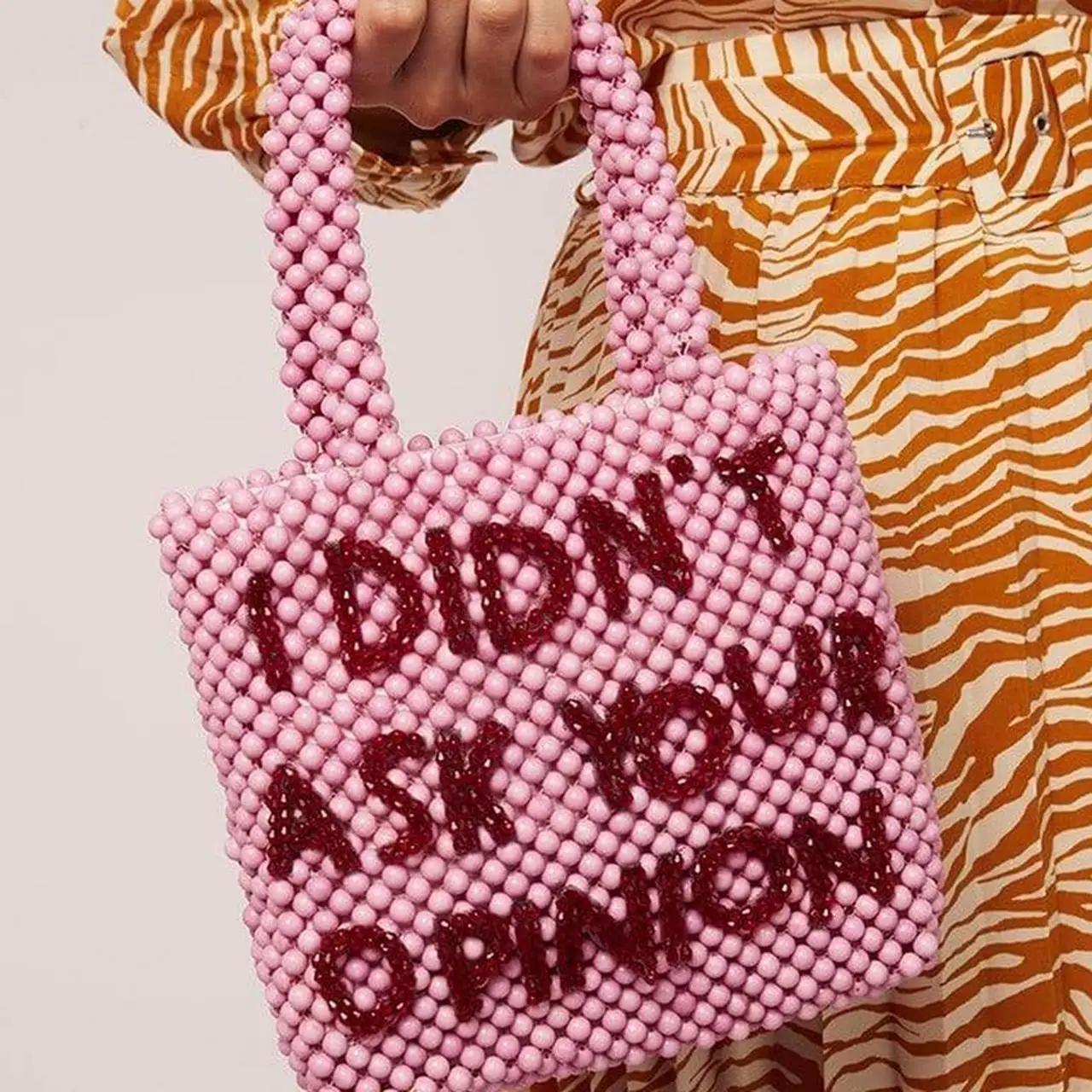 Sac à Main de Styliste en Perles pour Femme, Fourre-Tout de Marque, Mignon, Lettre Perlée, Fait à la