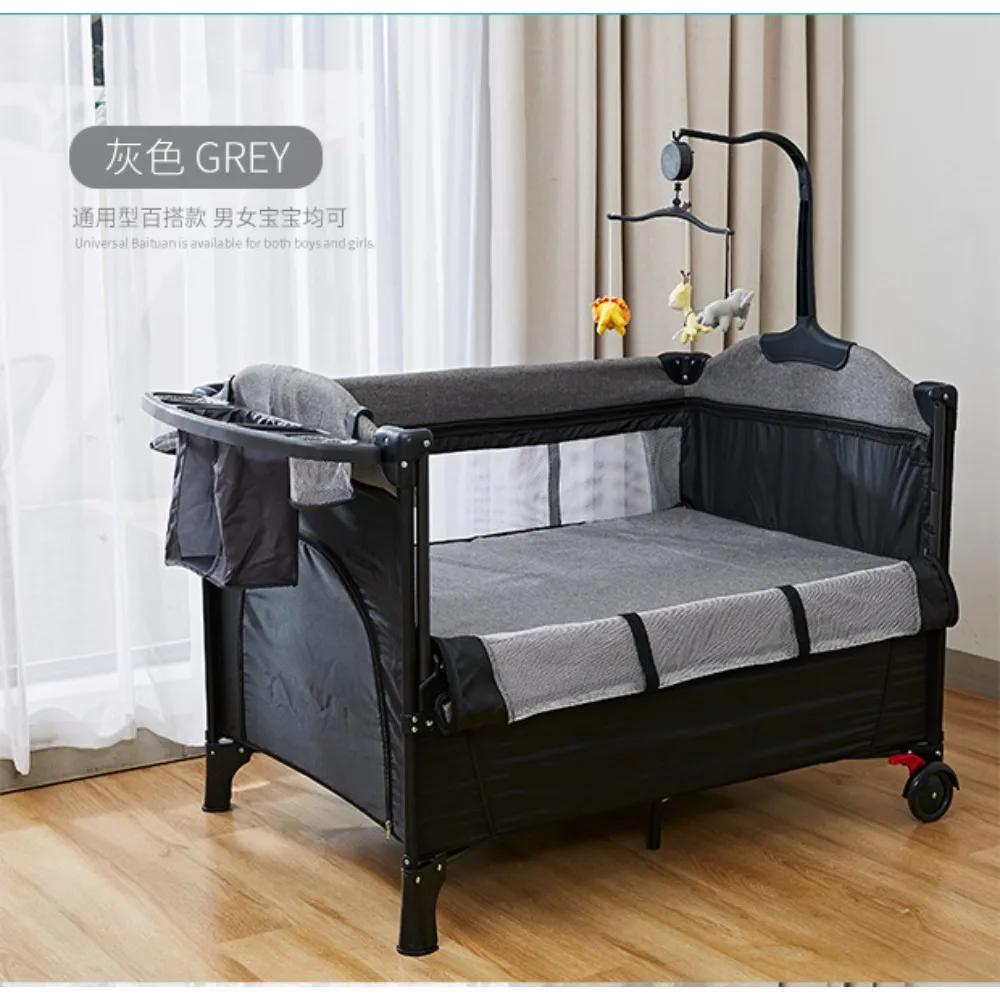 Lit bébé pliable 4 en 1 0-3 ans Lit multifonctionnel avec berceau Table à langer pour bébé