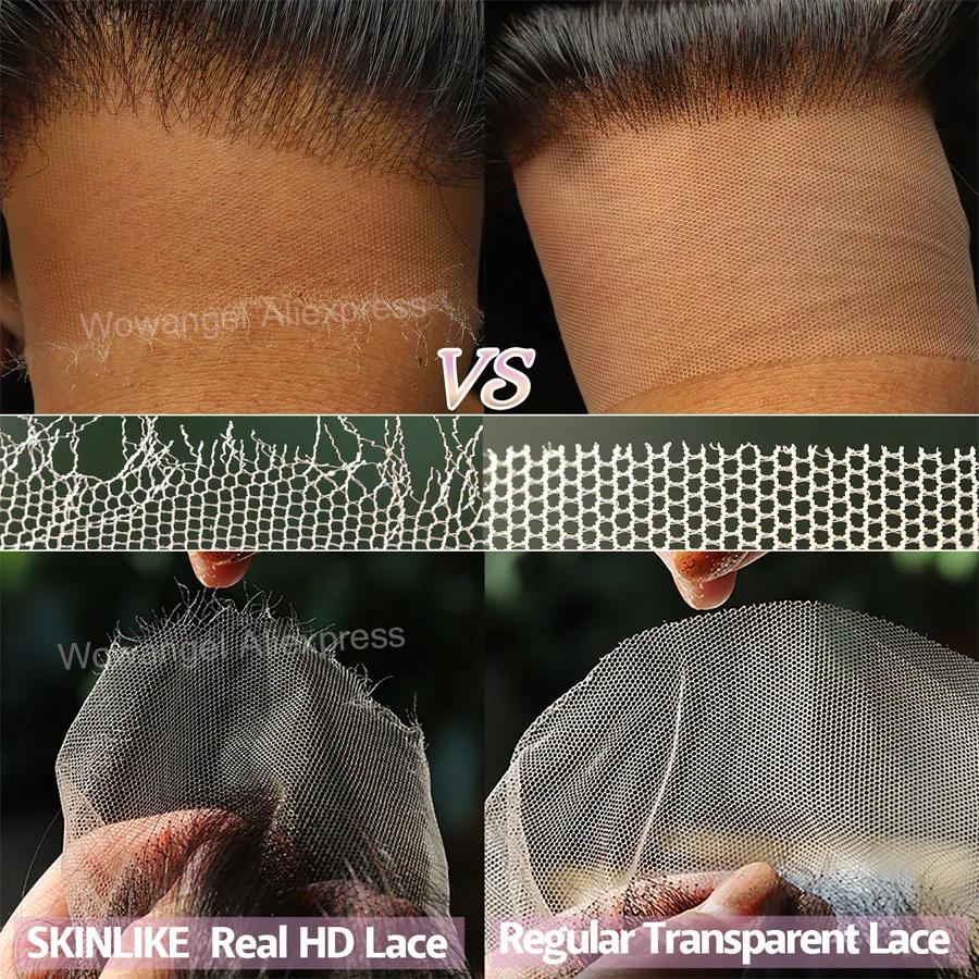 Wow Angel-Perruque de Cheveux Humains Lisses, Fermeture en Dentelle HD, Peaux Fondues, Pre-Plucked, 