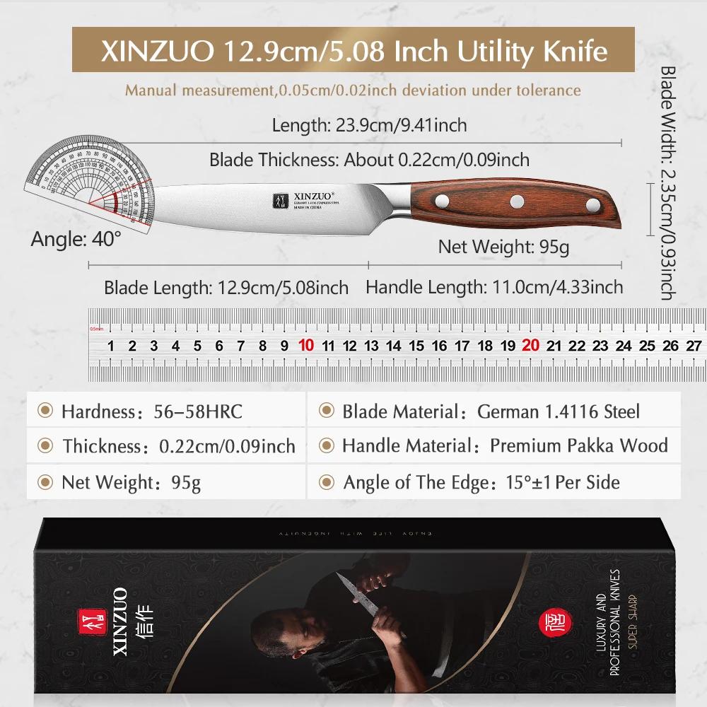 XINZUO allemagne 1.4116 acier 5 ''multifonction utilitaire couteau à éplucher cuisine acier tranchan