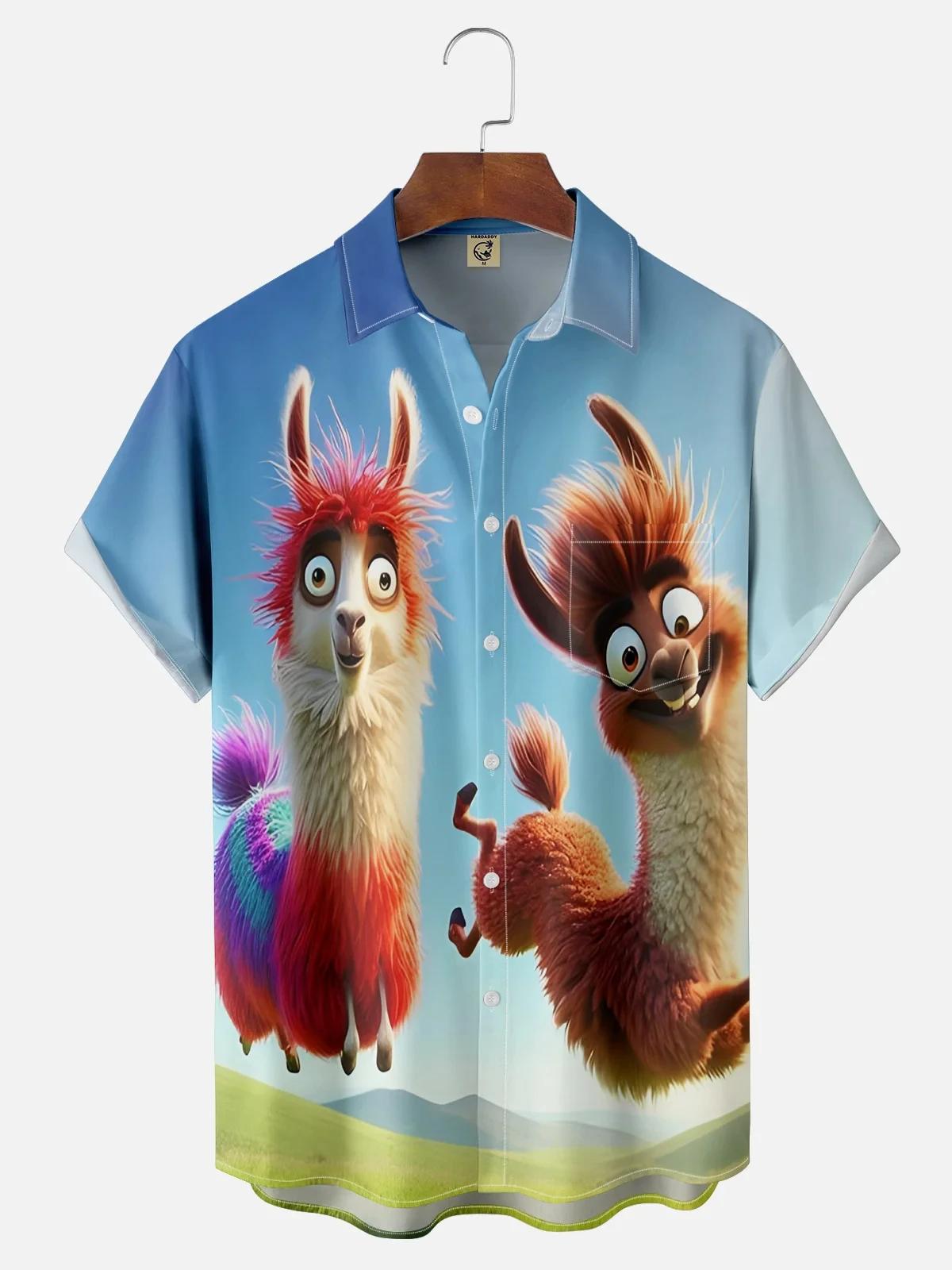 Chemise graphique animal de dessin animé pour hommes, impression 3D drôle, séchage rapide, manches c