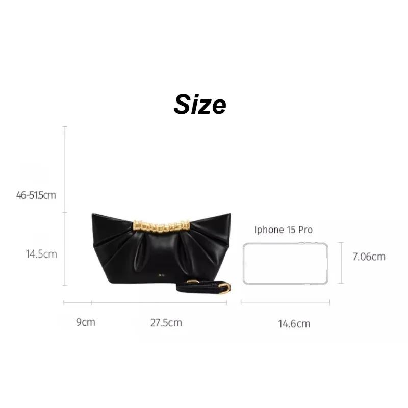 Pochette plissée JW PEI Leia en métal, sac bouffant tendance haut de gamme, sac de soirée de luxe en
