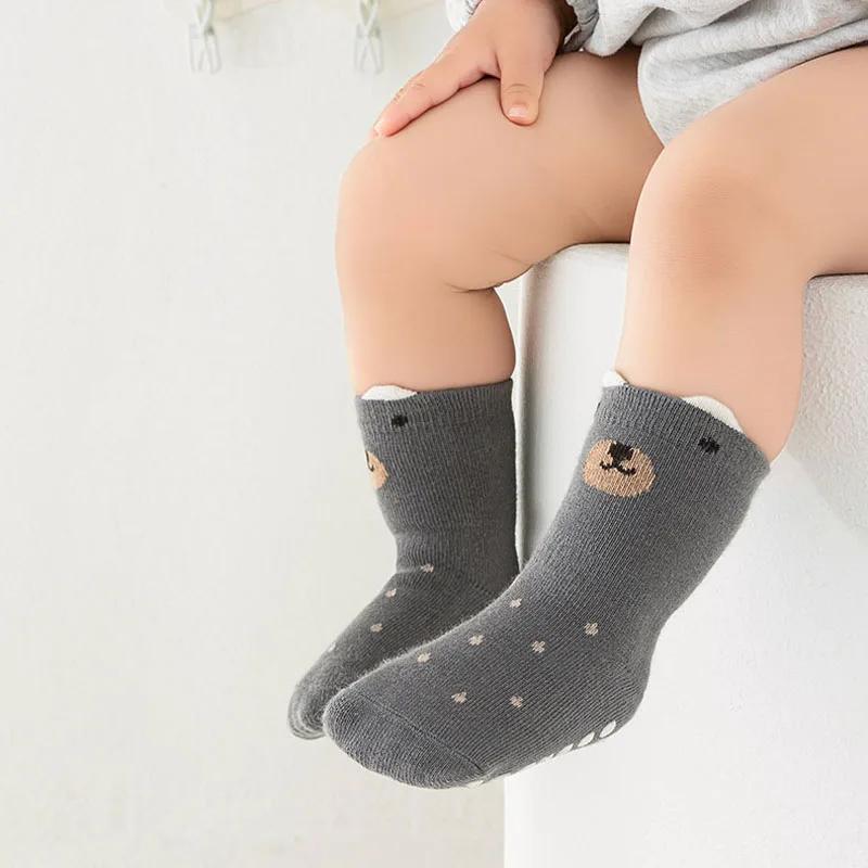 5 paires de chaussettes antidérapantes en coton pour enfants, garçons et filles, chaussettes de sol 