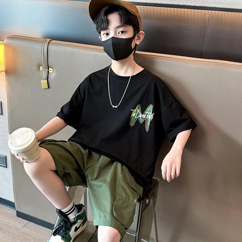 Ensemble de vêtements d'été pour adolescents garçons, T-shirt à manches courtes et pantalon, costume