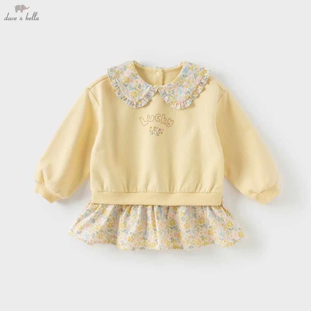 Dave Bella automne enfants sweat à capuche filles chemise florale doux mignon bébé fille à manches l