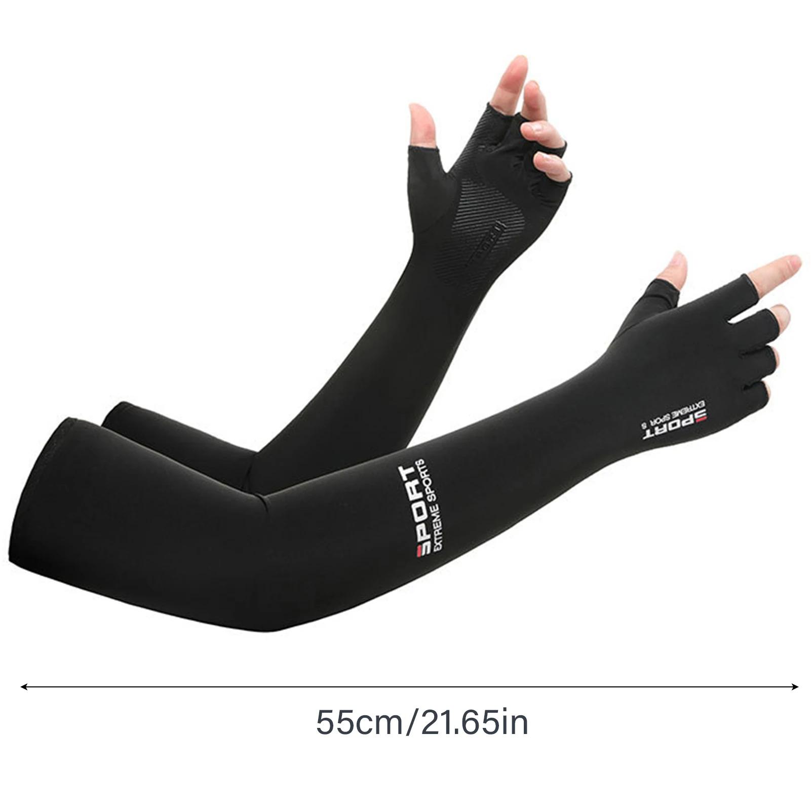 Refroidissement anti-UV d'été ‌ Manchons de bras en soie glacée, couverture extensible et respirante