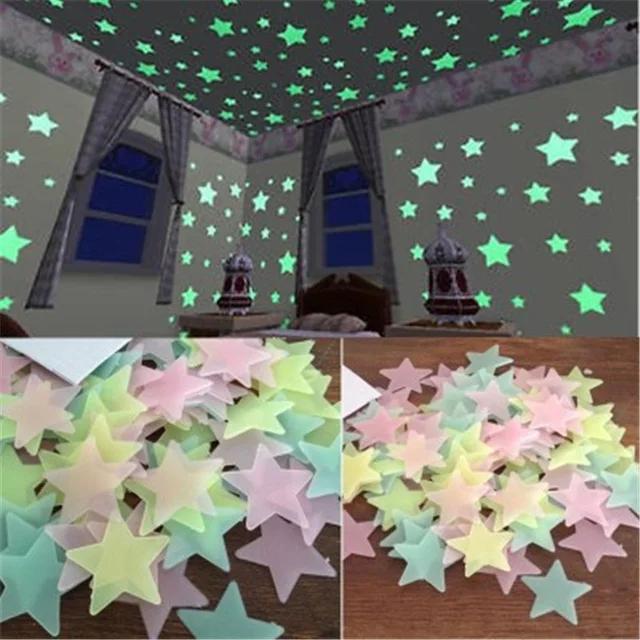 Autocollants étoiles scintillants en PVC, sparadrap d'art mural Fluorescent lumineux dans la nuit so