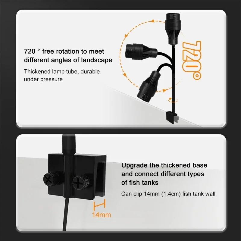 Lumière Led pour Aquarium, décoration d'aquarium, projecteur à mise au point réglable, lampe de cult
