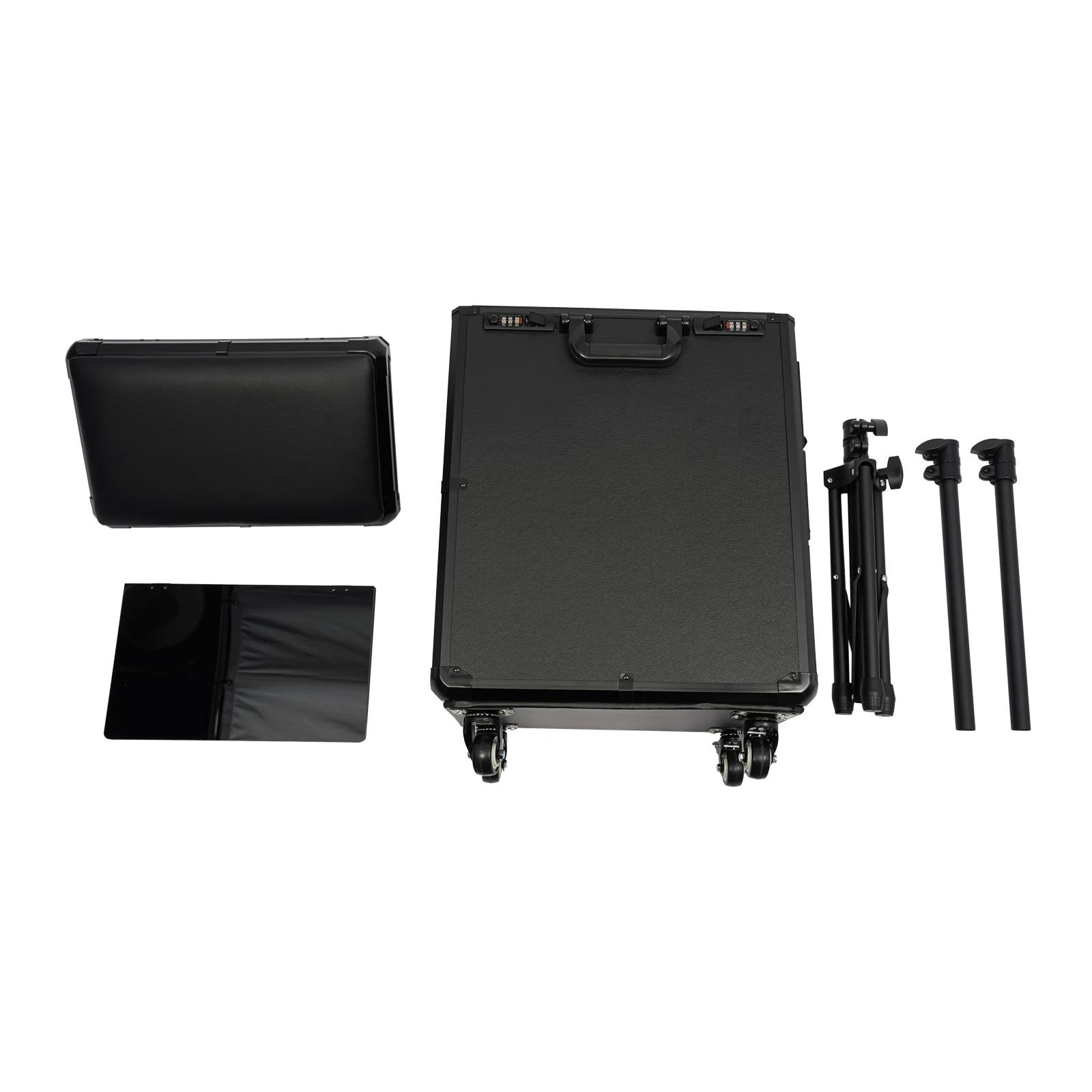 NOUVEAU Trolley de Maquillage Roulant avec Support de Bras pour Tatouage, Valise de Beauté à 3 Tiroi