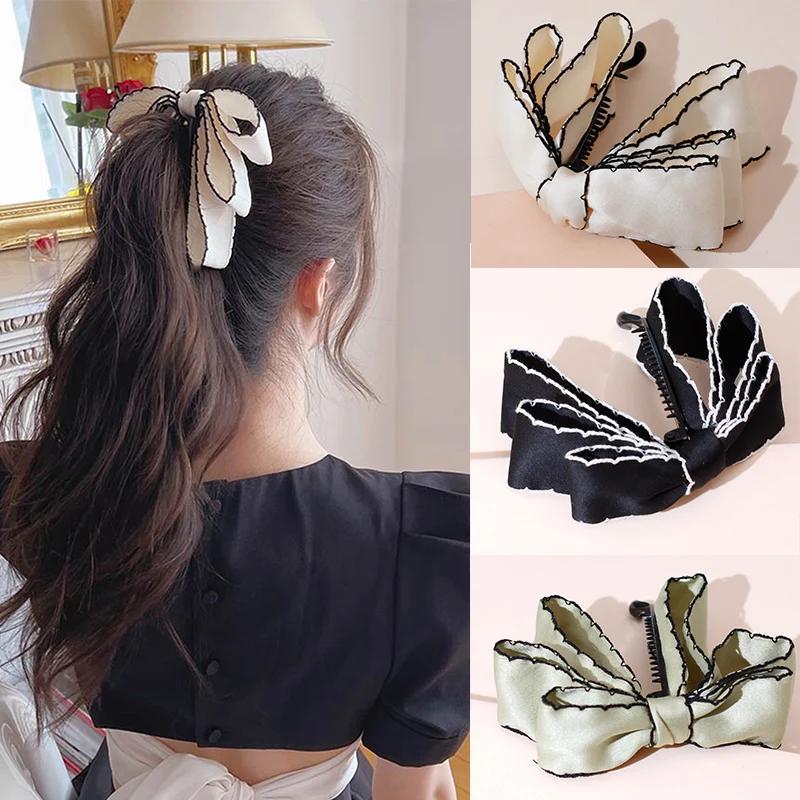 Lystrfac nouvelle couleur unie mode tissu arc banane pinces à cheveux épingle à cheveux pour les fem