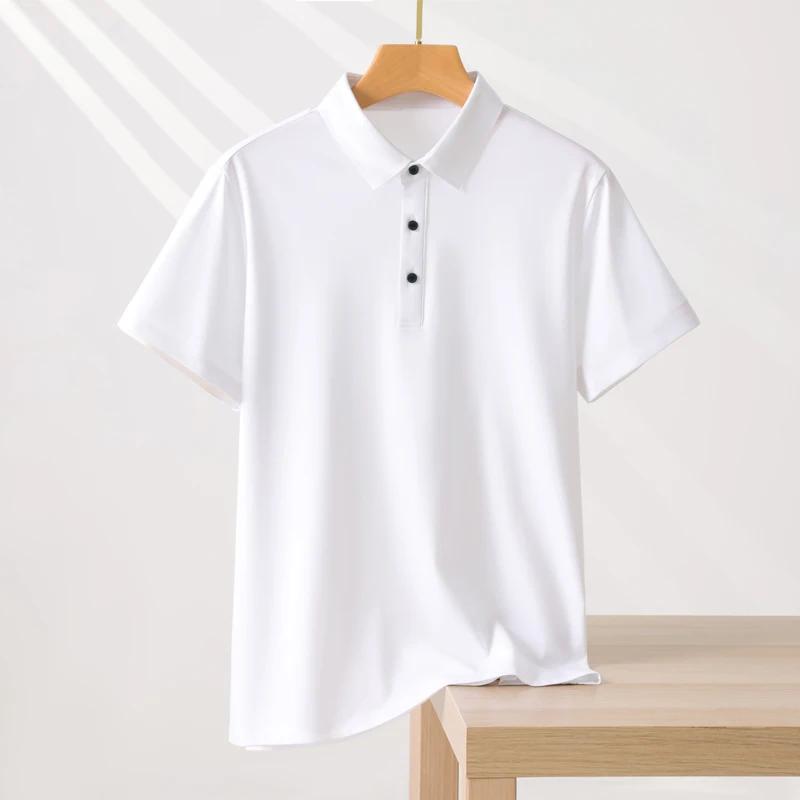 T-shirt Polo Homme Couleur Unie Manches Courtes Été Décontracté Ample Tendance Laisel Modal Tricoté 