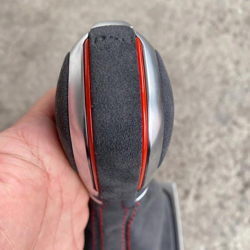 Pommeau de levier de vitesse DSG en cuir véritable point rouge pour Golf 7 7.5