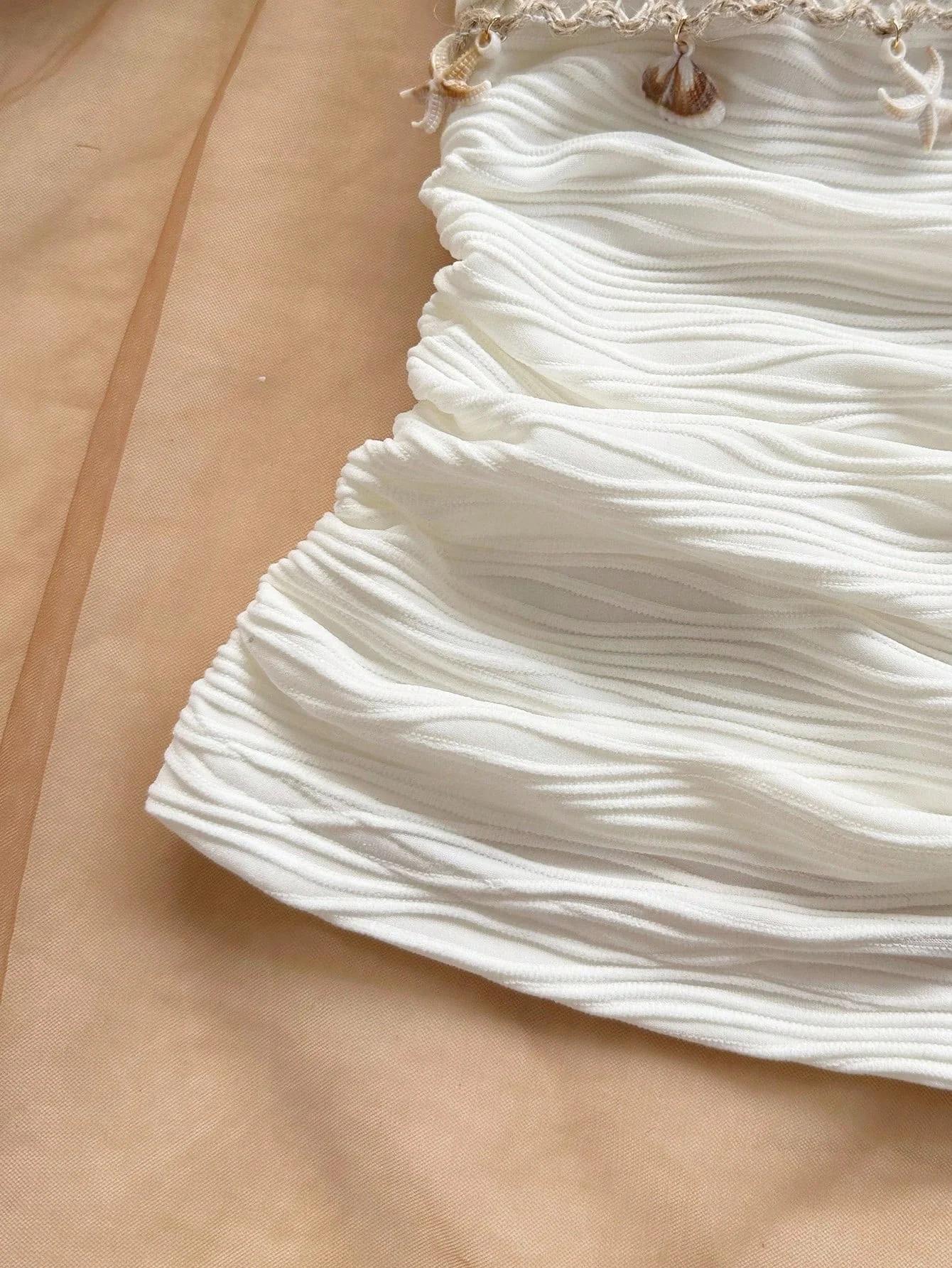 Cravate à bretelles pour femmes, décoration de coquille d'étoile de mer, gilet en tissu tricoté à bo