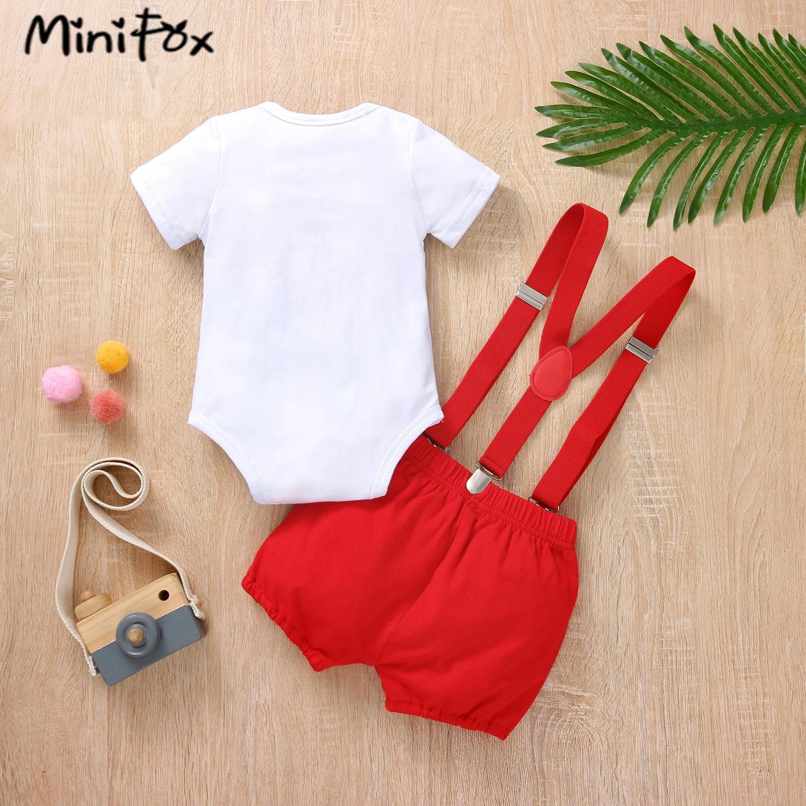 Tenue anniversaire 1 an bébé garçon MiniFox - Body et short à bretelles avec numéro 1 imprimé