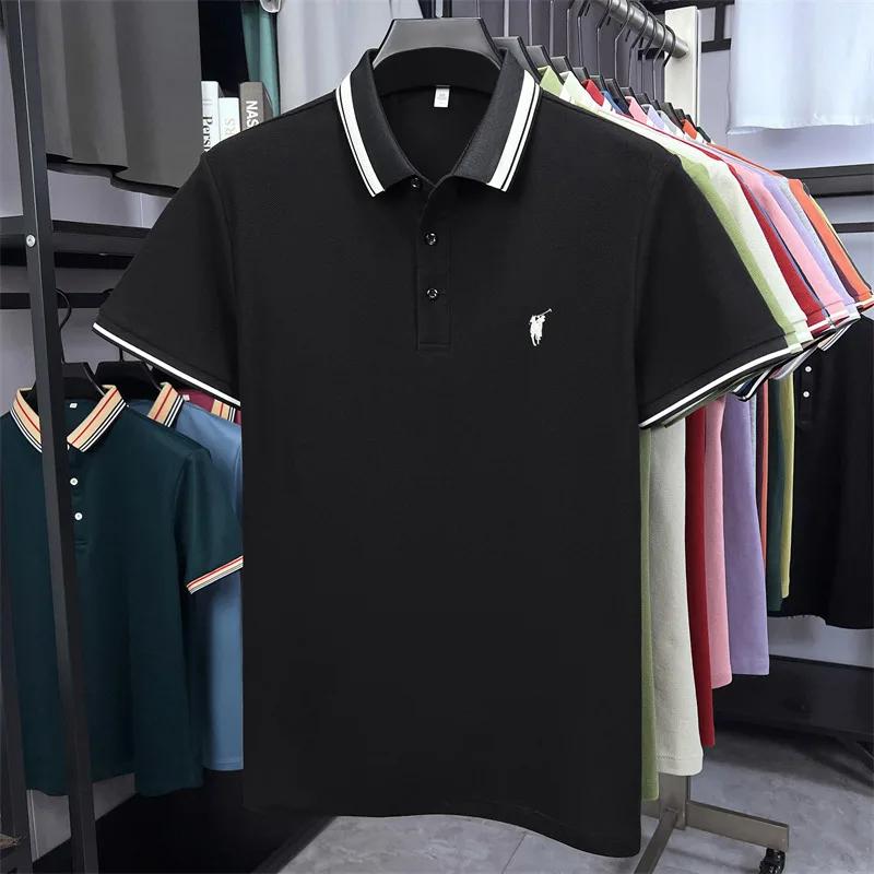 100% coton marque de luxe manches courtes polo shirt hommes nouveau classique pony broderie été T-sh