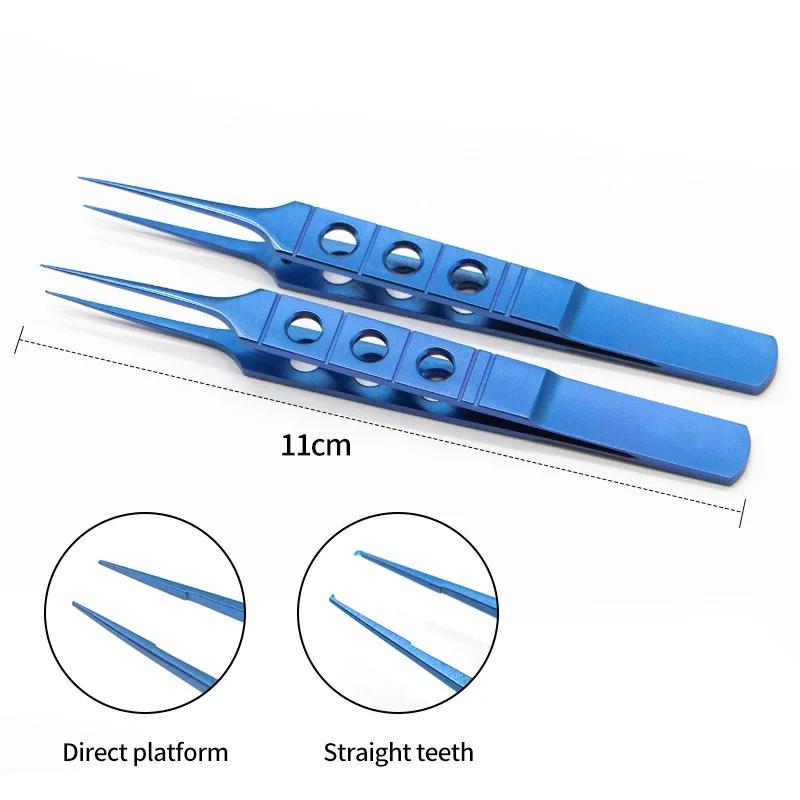 Pince ophtalmique en titane de 11cm, Micro ciseaux, Instruments microchirurgicaux en titane, pince à