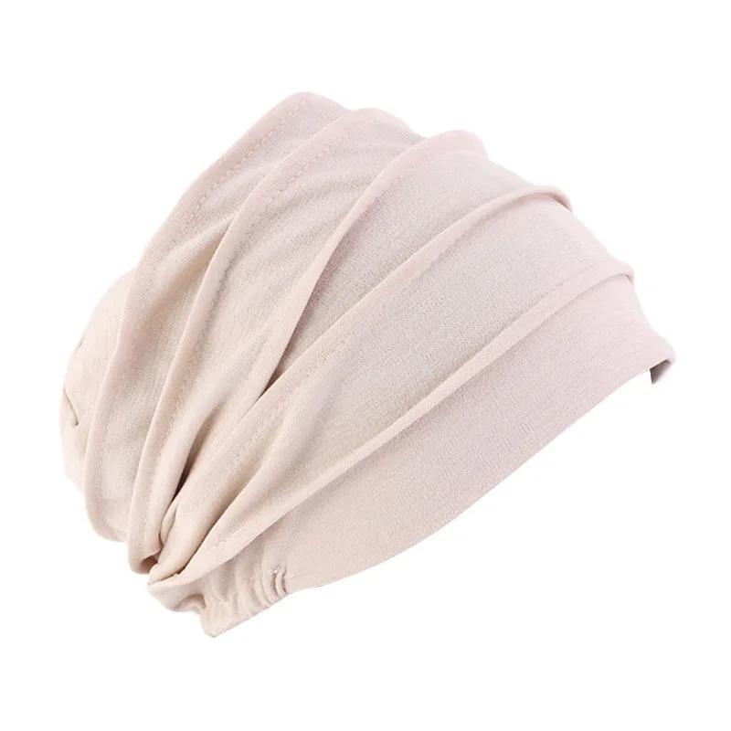 Femmes coton Slouch Bonnet chimio casquette couleur unie Bonnet intérieur Hijabs casquette musulman 