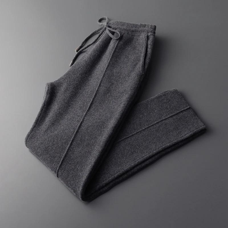 100% laine mérinos pull hommes costume col Cardigan pantalon ensemble intelligent tricots décontract