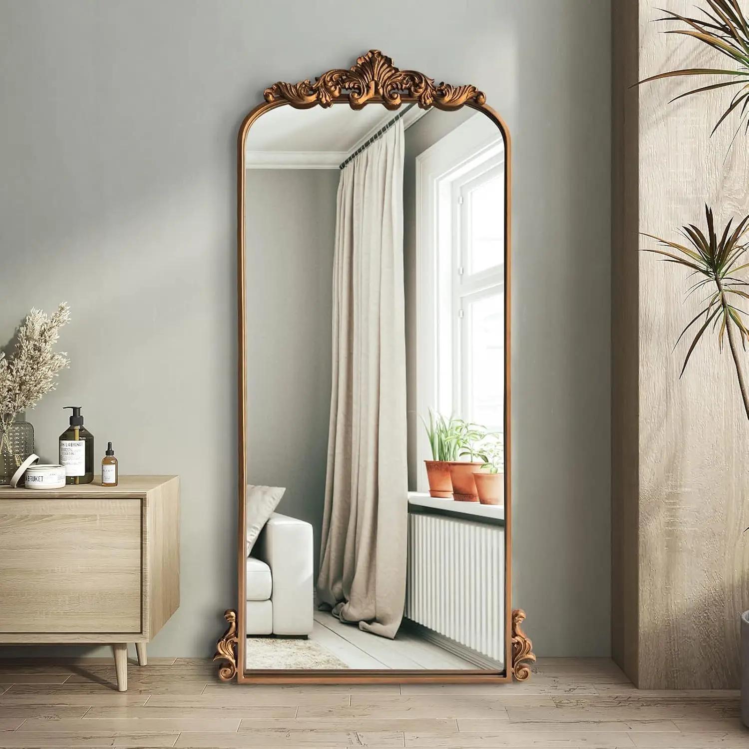 Miroir de maquillage vintage français sculpté, mural ou sur pied, pour dressing, de luxe léger, plei