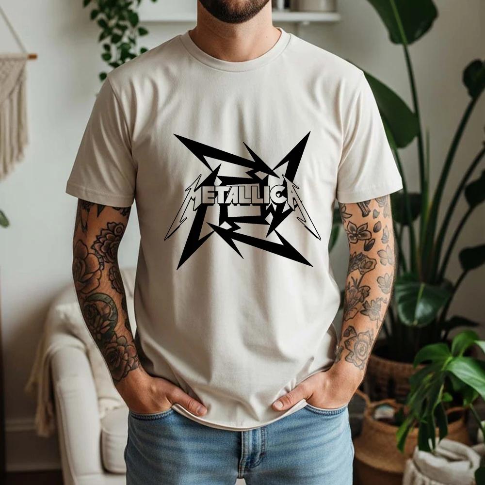 T-shirt Metallica 100% coton, style rock punk heavy metal, coupe ample, respirant, manches courtes