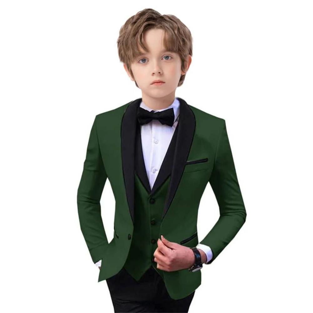 Ensemble de costume élégant pour garçon, coupe cintrée, 3 pièces, smoking pour occasions formelles, 