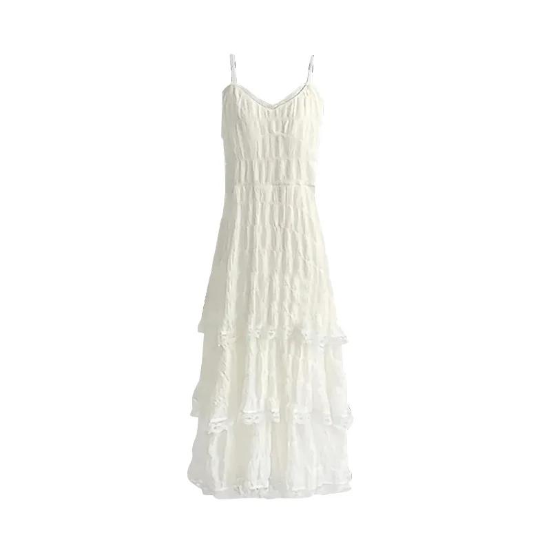 Été Befree longue Vintage décontracté volants élégant Maxi sangle Camis soyeux plage dentelle élégan