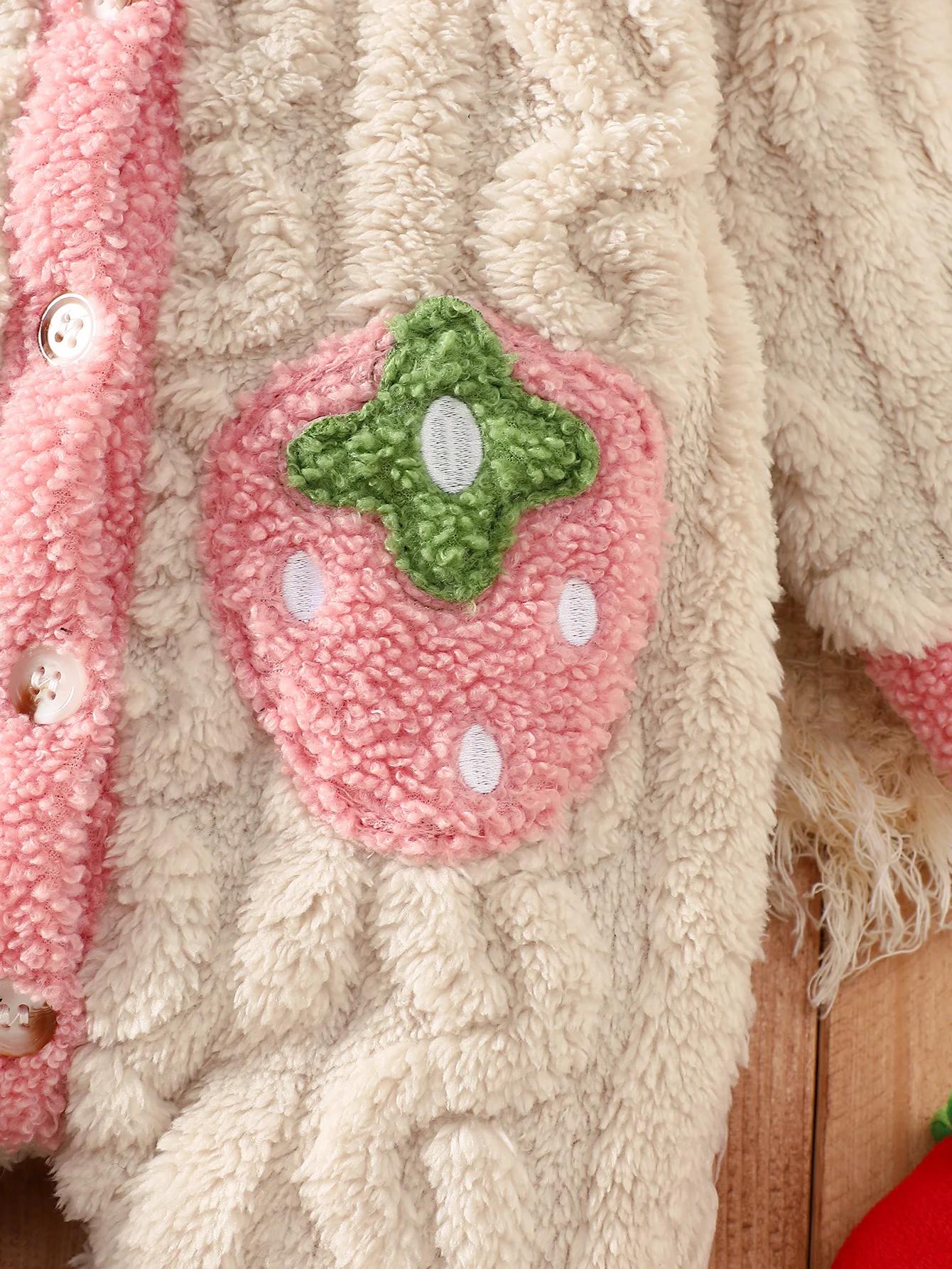 Ensemble barboteuse bébé en polaire épaisse double face avec col en peluche, barboteuse tricotée à m