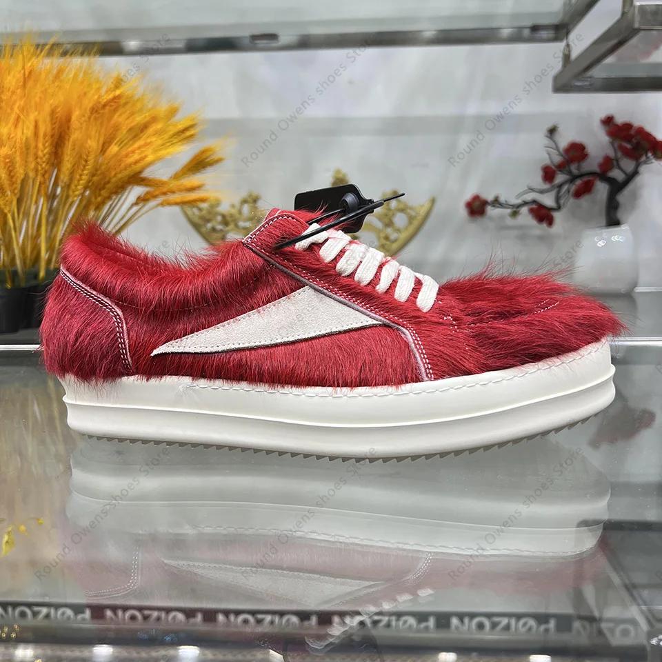 Chaussures décontractées en crin de cheval pour hommes et femmes, chaussures rouges foncées, cuir vé