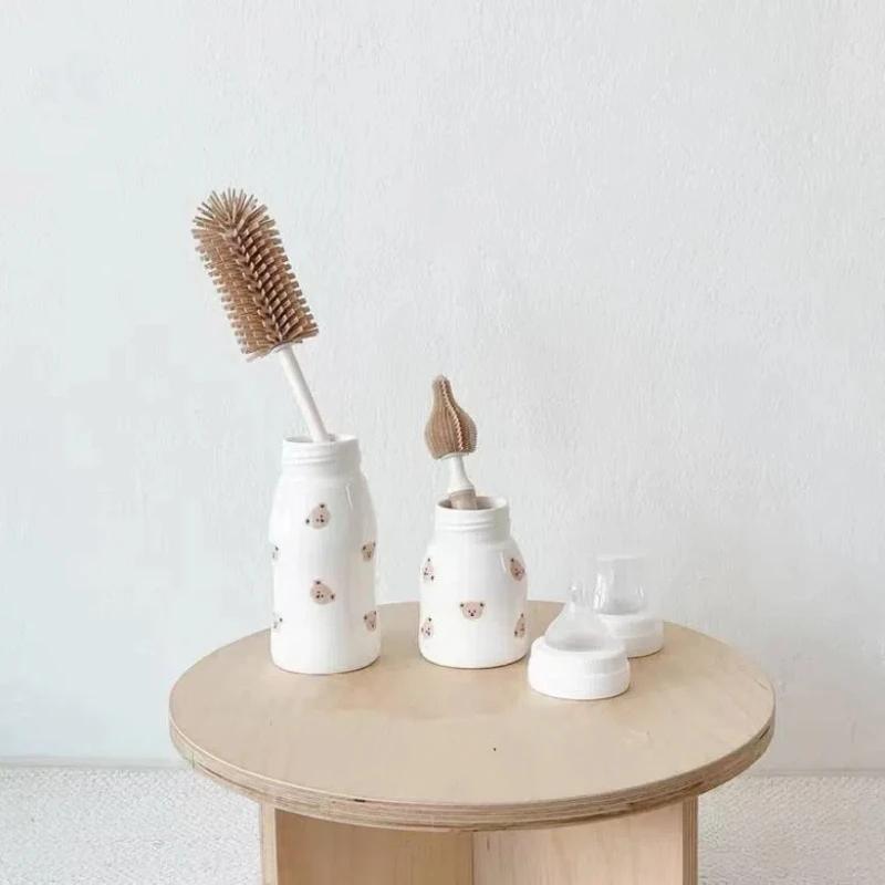 Coréen Ins nouveau-né bouteille mamelon brosse bébé spécial à Long manche brosse de nettoyage Silico